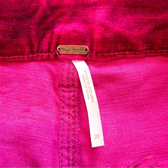 Free People Magenta Velvet Kick-Flare Cropped Pants - Picture 6 of 7